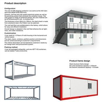 Maison de conteneur détachable préfabriquée